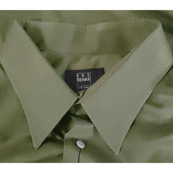 New Ike Behar Fine Cotton Dress Shirt! 15.5 - 34 Olive Green Made in Canada